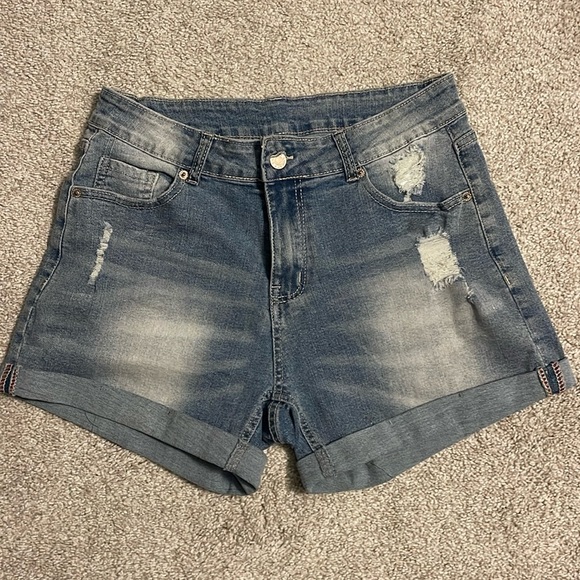 Women’s stretch denim high rise shorts - Picture 1 of 4